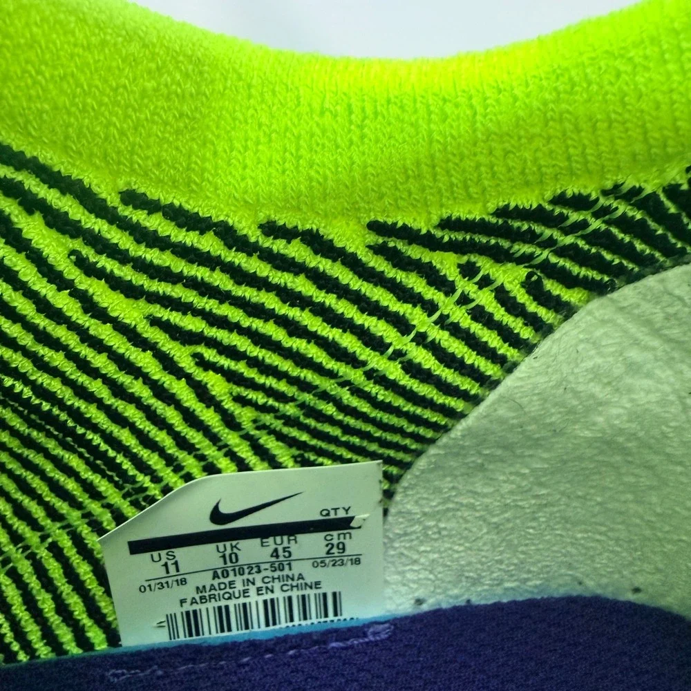 Nike Air Max 270 Flyknit Mens 11 Blue Volt Pink Excellent AO1023-501 Sneaker
